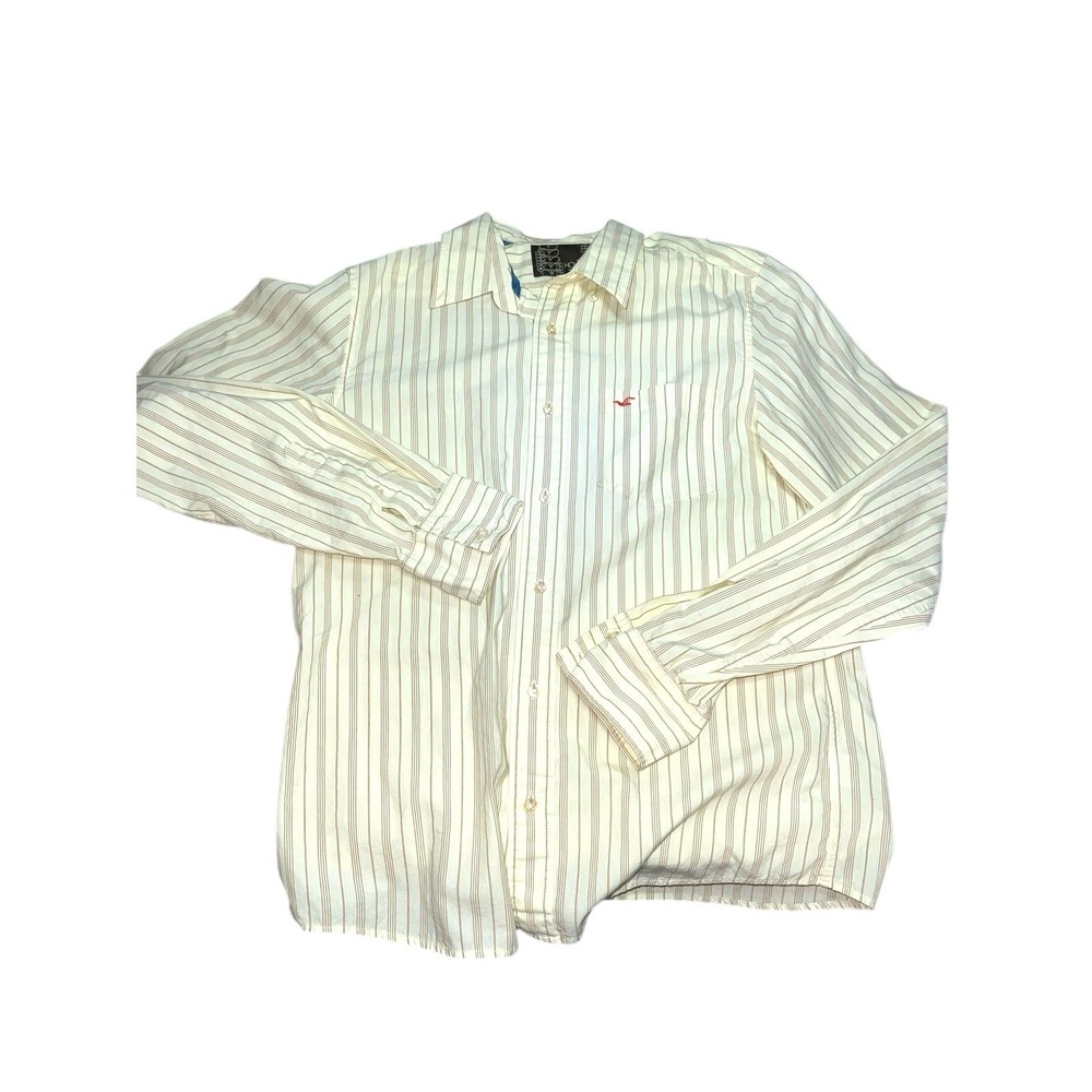 Hollister Shirt Mens Medium Button Down Yellow Pocket Logo Preppy Cotton Long SL